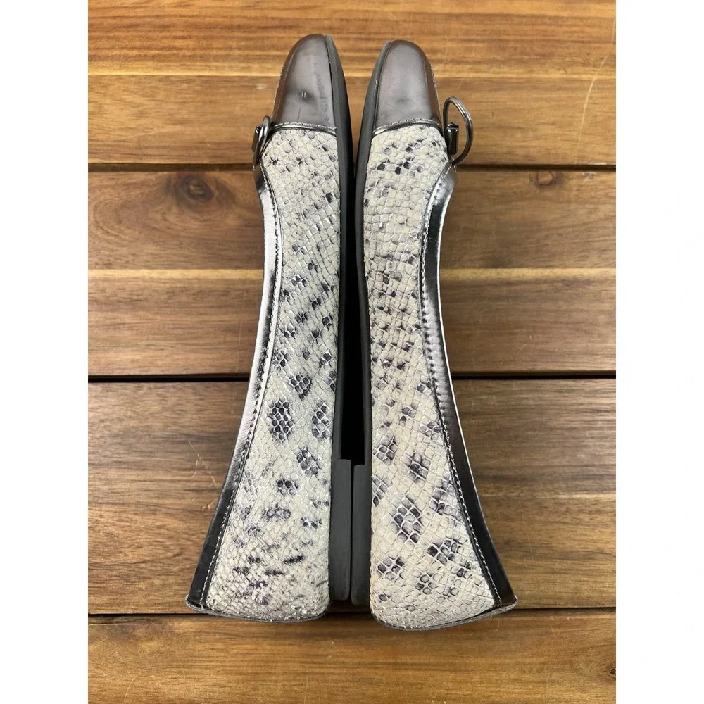 Tory Burch Snakeskin Print SZ 8 Women's Leather Cap-Toe Flats Shoes